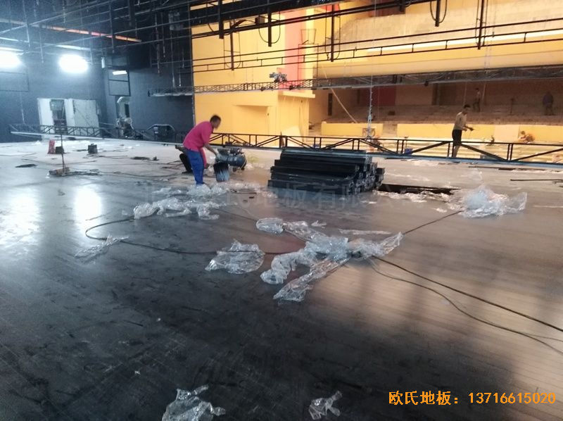 河北廊坊益田同文學校舞臺體育木地板鋪設案例