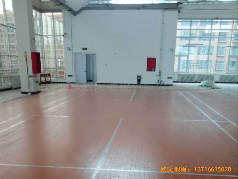 甘肅天水清水縣農業學院籃球館運動木地板鋪裝案例0
